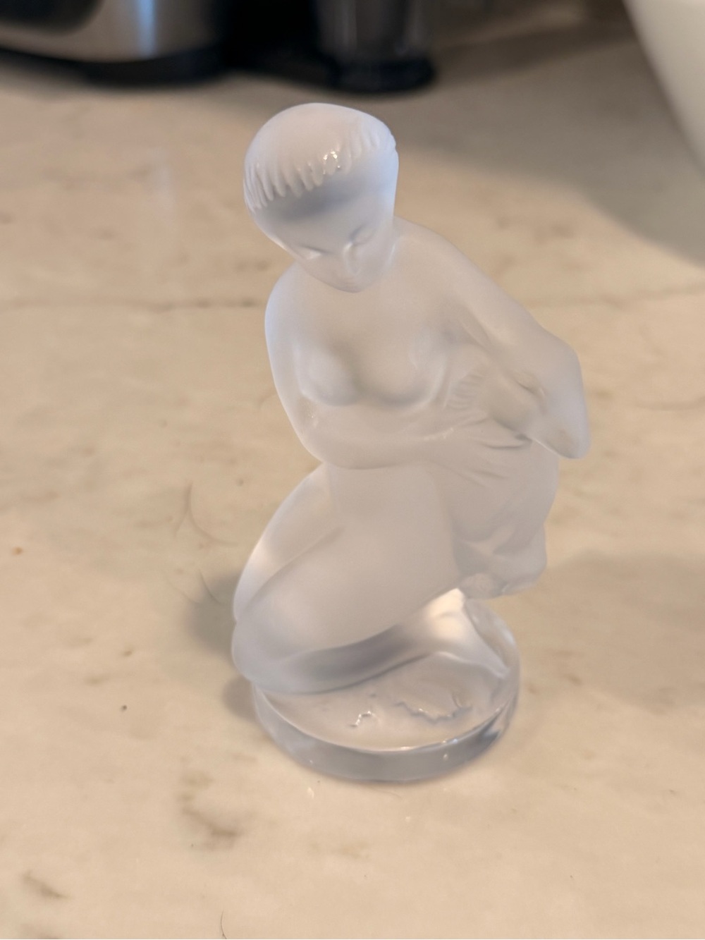 Lalique Frosted White Kneeling Female Figurine